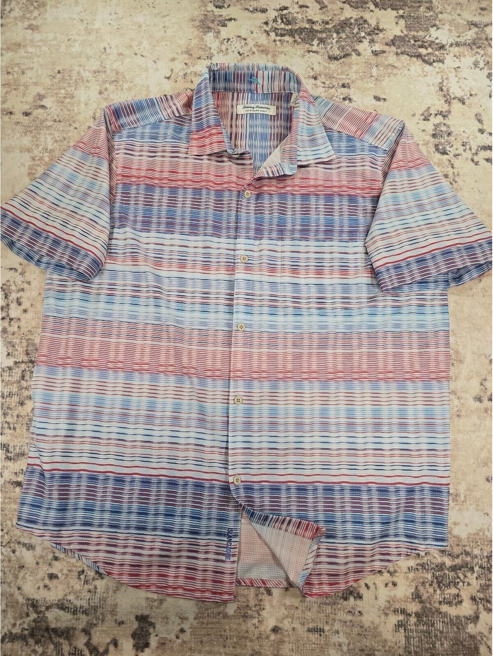 Tommy Bahama Men's Short Sleeve Button-Up Shirt Multicolor Striped Size Large